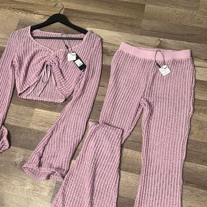 Fashion Nova pant swim suit cover up set purple knitted
